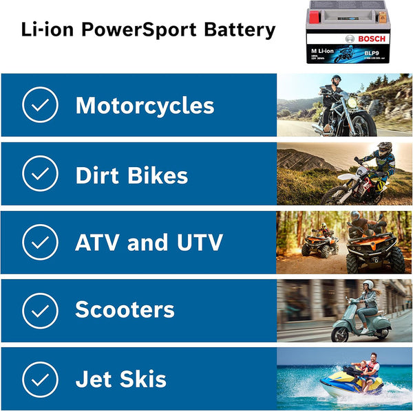 BOSCH BLP30L PowerSports Lithium Battery (Group 30L) for Motorcycle, ATV/UTV, 4-Wheeler, Snowmobile, Personal Watercraft, Scooter, and Jet Skis