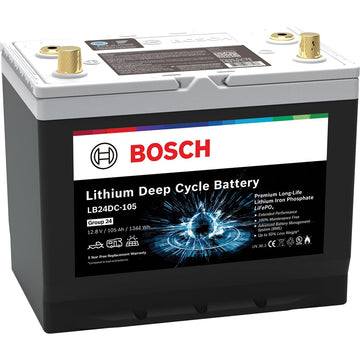 BOSCH LB24DC105 Deep Cycle Marine/RV Solar Lithium Battery, Group 24, 105 Ah
