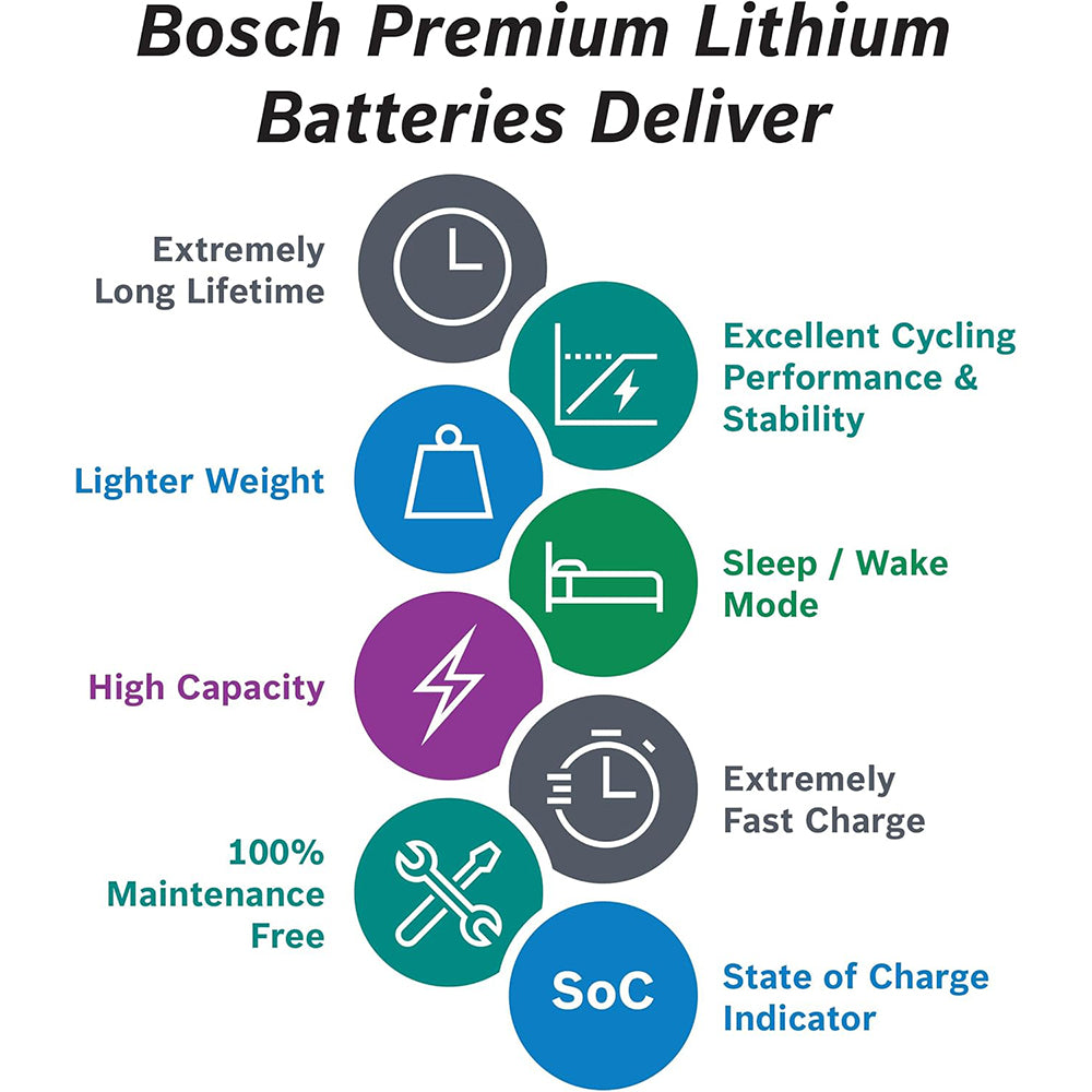 BOSCH LB24DP105 Dual Purpose Marine/RV Solar Lithium Battery, Group 24, 105 Ah