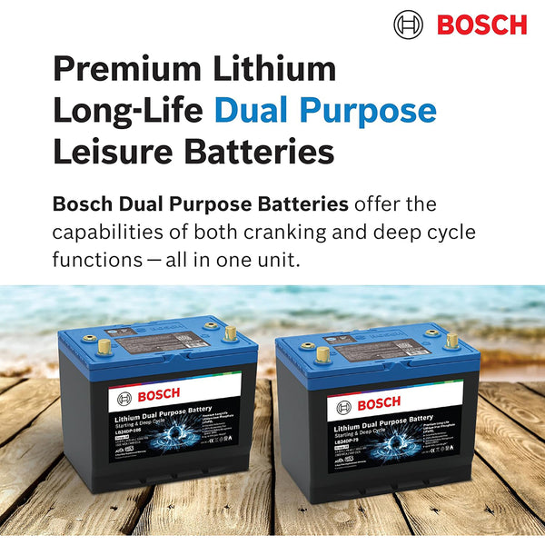BOSCH LB24DP105 Dual Purpose Marine/RV Solar Lithium Battery, Group 24, 105 Ah