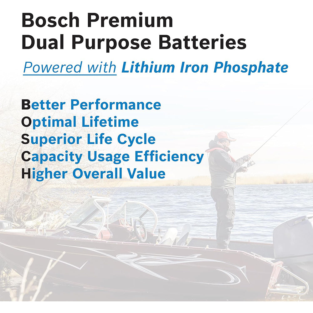 BOSCH LB24DP105 Dual Purpose Marine/RV Solar Lithium Battery, Group 24, 105 Ah
