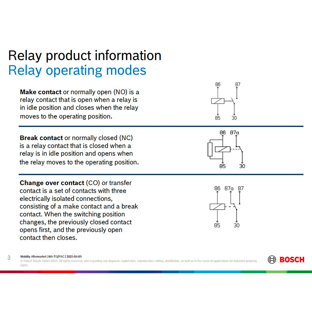 Bosch 0332002256 Normal Open Power Relay, 24V, 50A (Alternative model 0332002259)
