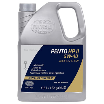 Pentosin 8042206 High Performance II 5W-40 Full Synthetic Motor Oil for Four-Season Use; 5 Liter