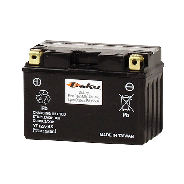 DEKA YT12A-BSFP Motorcycle Lead-Acid Battery (170 CCA) CORE FEE Included!