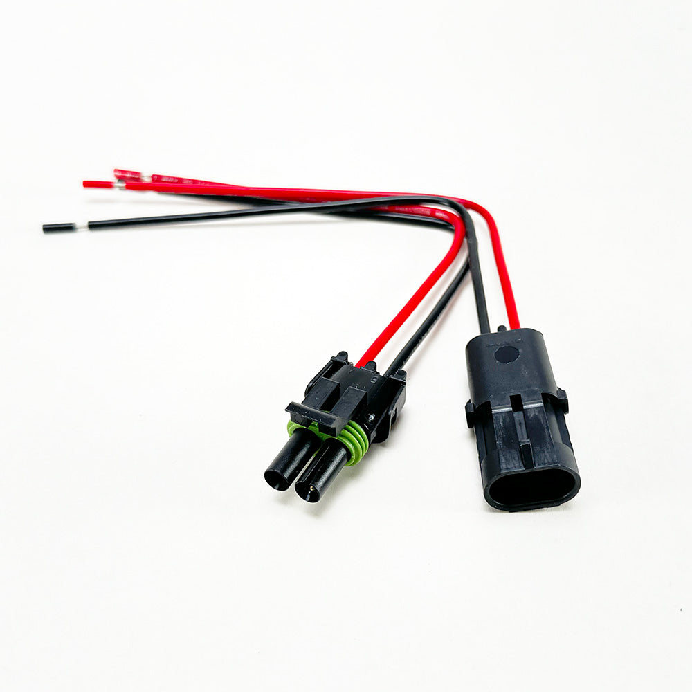 APTIV (DELPHI) 2-Pin Weather-Pack Connector pigtail kit (12010973, 12015792), 14AWG Boat 8.5" tinned wires