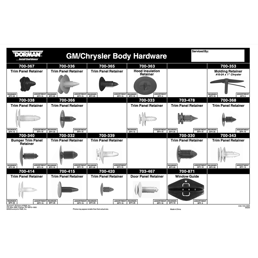 Dorman 030-720 Body Retainer Tech Tray