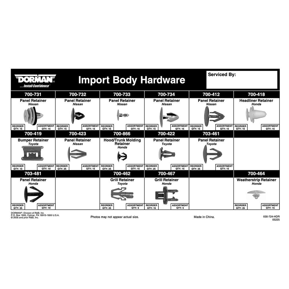 Dorman 030-724 Body Retainer Tech Tray