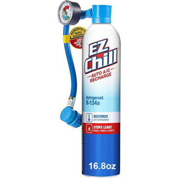 InterDynamics EZChill Auto Air Conditioning R-134A Freon Refrigerant Recharge Kit - 16.8 oz