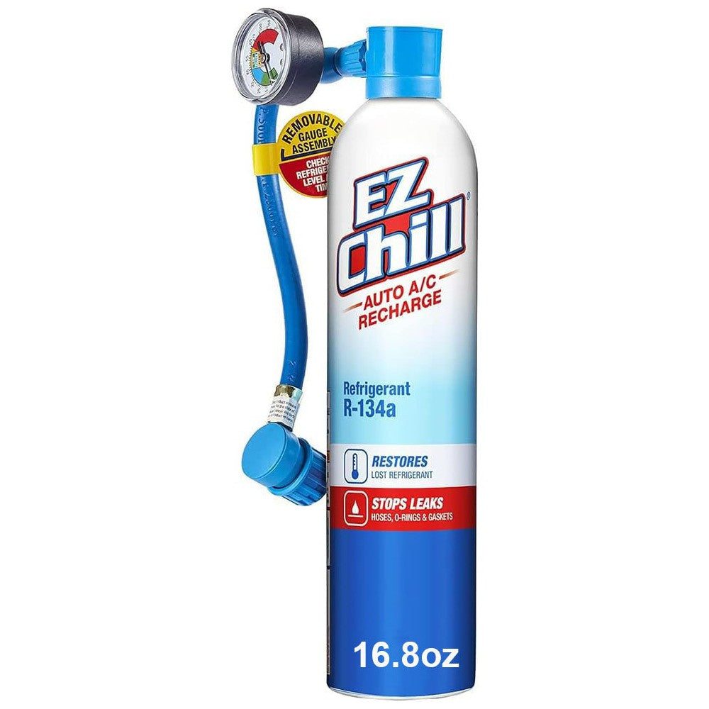 InterDynamics EZChill Auto Air Conditioning R-134A Freon Refrigerant Recharge Kit - 16.8 oz