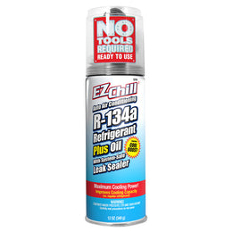 InterDynamics EZ Chill Car Air Conditioner R-134a Refrigerant Stop Leak Kit, 7 inch hose included,  12 oz