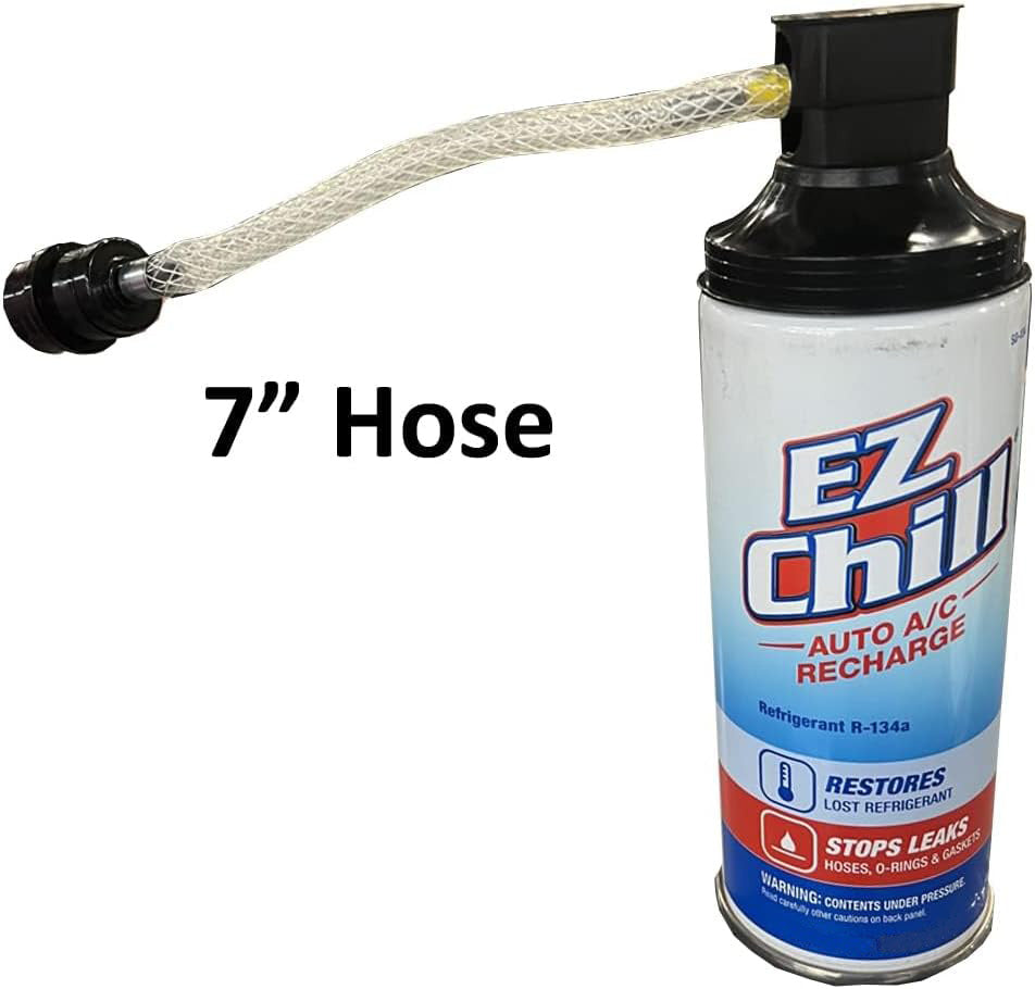 InterDynamics EZ Chill Car Air Conditioner R-134a Refrigerant Stop Leak Kit, 7 inch hose included,  12 oz