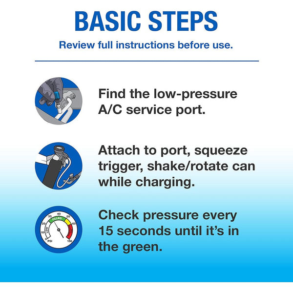InterDynamics EZChill Auto Air Conditioning R-134A Freon Refrigerant Recharge Kit - 16.8 oz