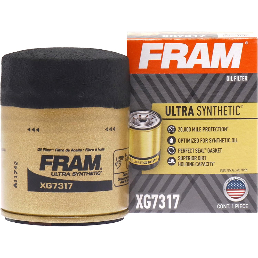 Fram XG7317 Ultra Synthetic Automotive Oil Filter with SureGrip, Lasting up to 20k Miles