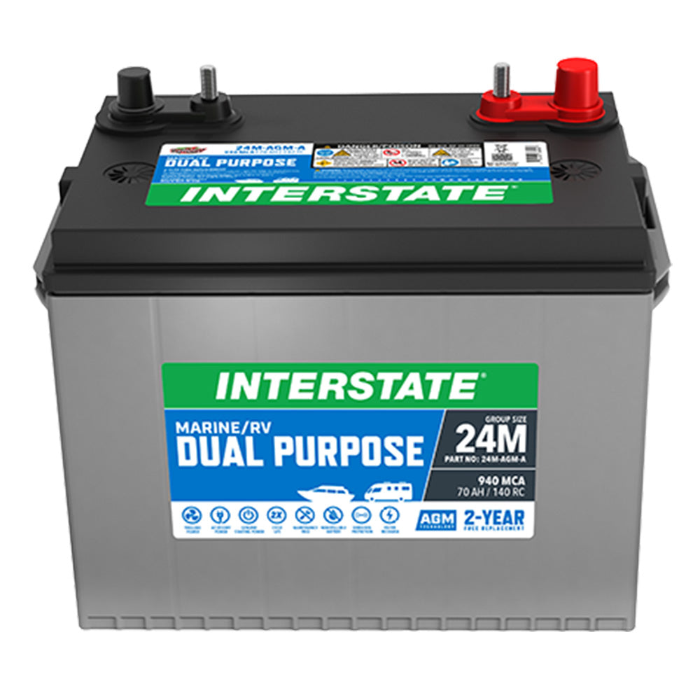 Interstate 24M-AGM-A AGM Dual Purpose Battery (Group 24M) CORE FEE Included!