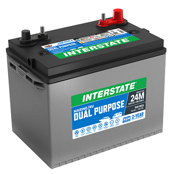 Interstate 24M-AGM-A AGM Dual Purpose Battery (Group 24M) CORE FEE Included!