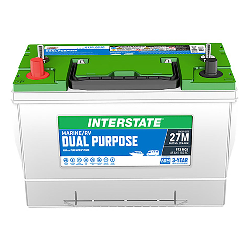 Interstate 27M-AGM AGM Dual Purpose Battery (Group 27M) CORE FEE Included!
