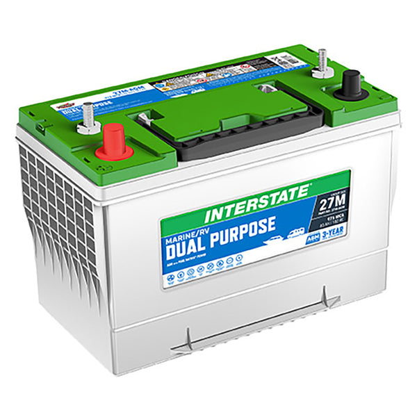 Interstate 27M-AGM AGM Dual Purpose Battery (Group 27M) CORE FEE Included!