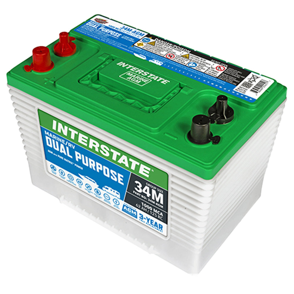 Interstate 34M-AGM AGM Dual Purpose Battery (Group 34M) CORE FEE Included!