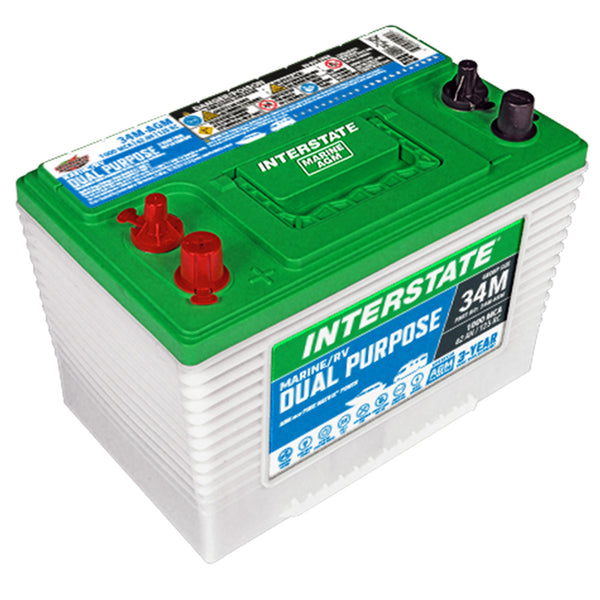 Interstate 34M-AGM AGM Dual Purpose Battery (Group 34M) CORE FEE Included!