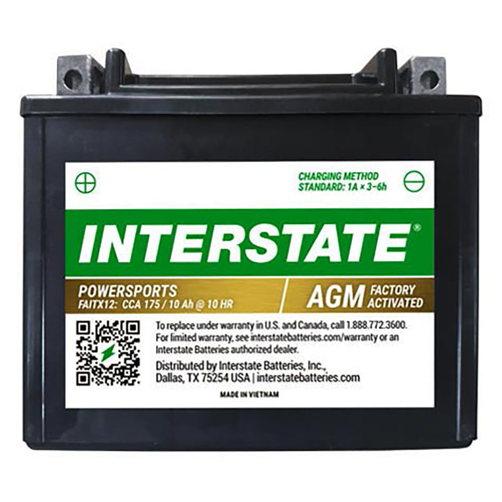 Interstate FAITX12 12 Volt AGM Power Sport Battery (Group MC) CORE FEE Included!