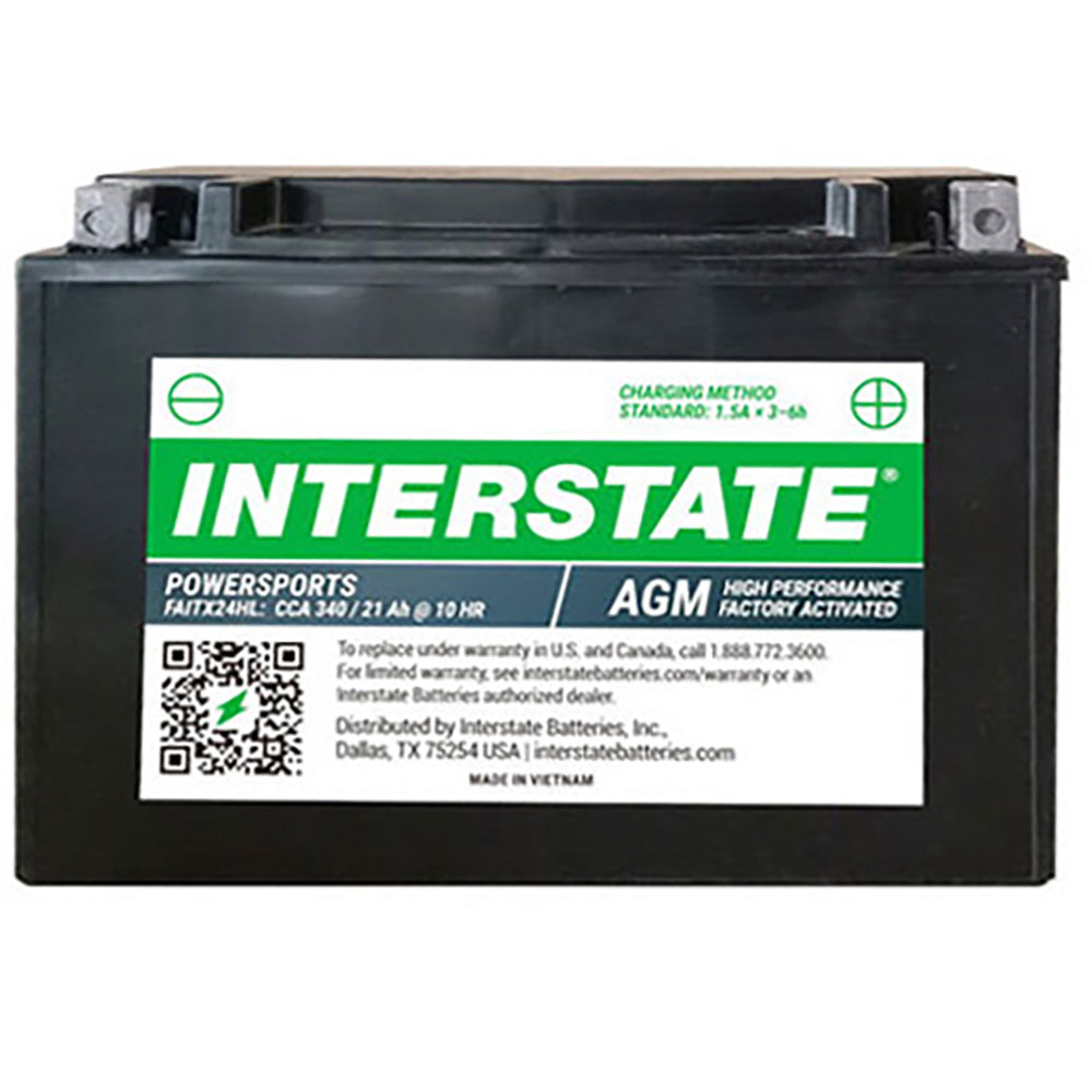 Interstate FAITX24HL 12 Volt AGM Power Sport Battery (Group MC) CORE FEE Included!