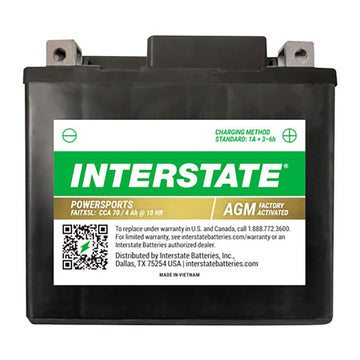 Interstate FAITX5L 12 Volt AGM Power Sport Battery 80CCA (Group MC) CORE FEE Included!
