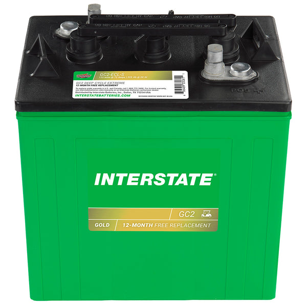 Interstate GC2-ECL-S 6 Volt Golf Car Battery (Group GC2) CORE FEE Included!