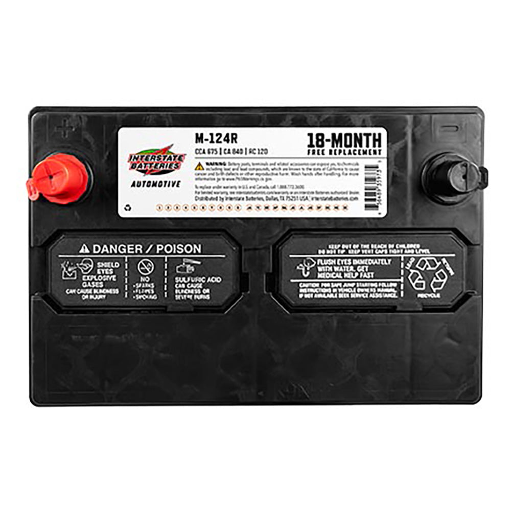 Interstate M-124R Flooded Automotive Battery (Group 124R) CORE FEE Included!