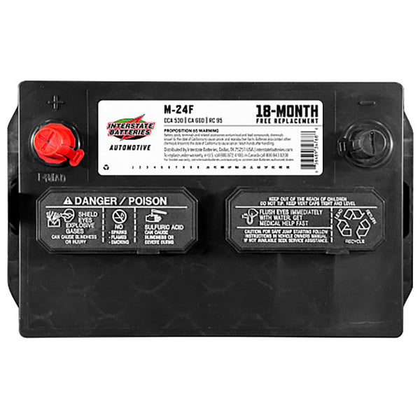 Interstate M-24F Flooded Automotive Battery (Group 24F) CORE FEE Included!