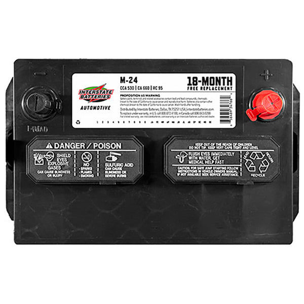 Interstate M-24 Flooded Automotive Battery (Group 24) CORE FEE Included!