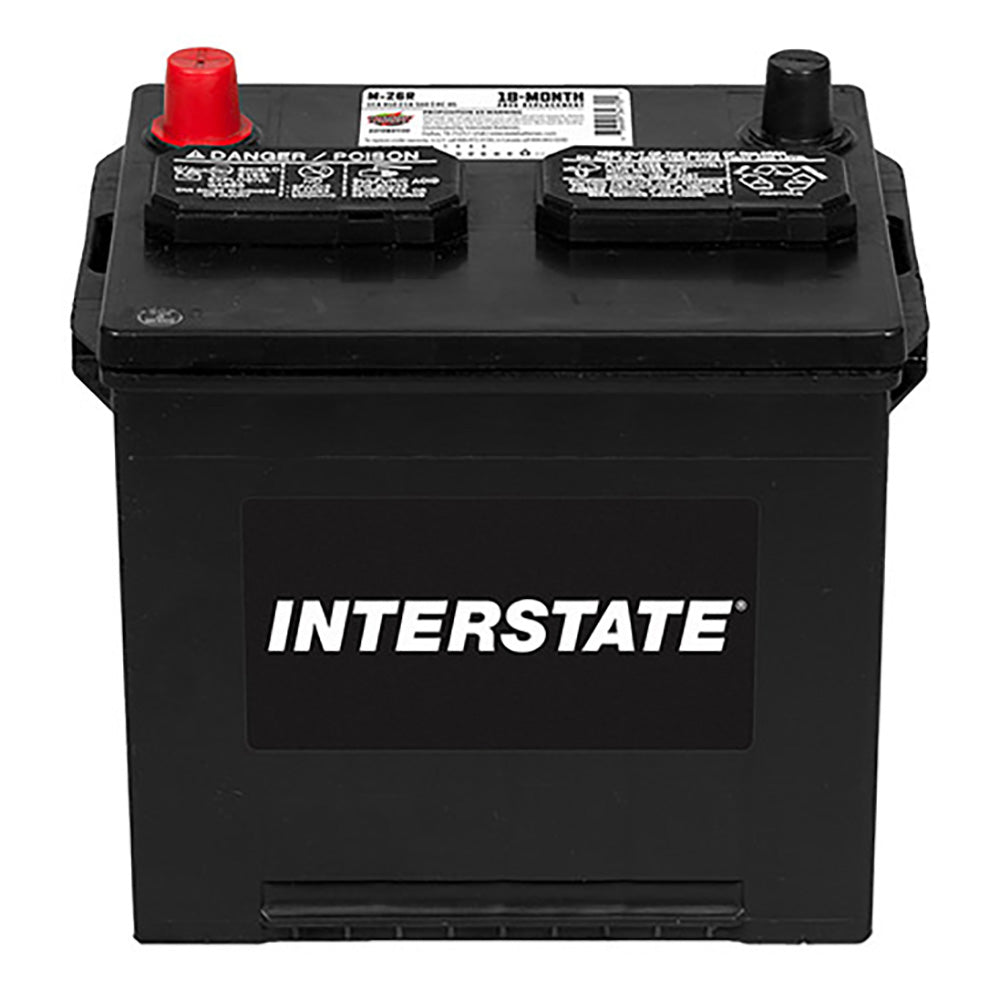 Interstate M-26R Flooded Automotive Battery (Group 26R) CORE FEE Included!