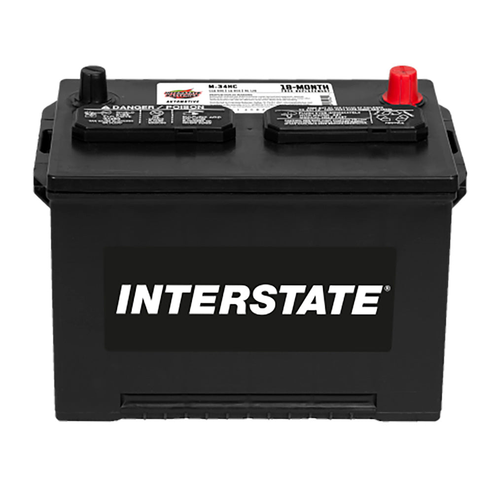 Interstate M-34HC Flooded Automotive Battery (Group 34) CORE FEE Included!