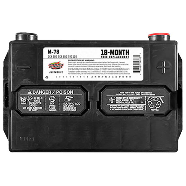 Interstate M-78 Flooded Automotive Battery (Group 78) CORE FEE Included!