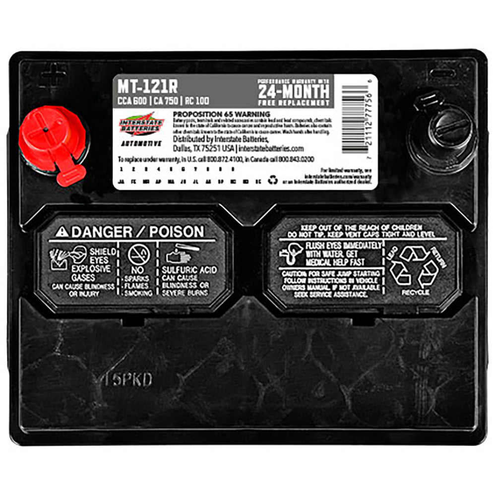 Interstate MT-121R Flooded Automotive Battery (Group 121R) CORE FEE Included!