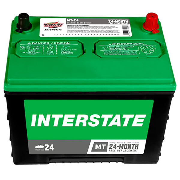 Interstate MT-24 Flooded Automotive Battery (Group 24) CORE FEE Included!