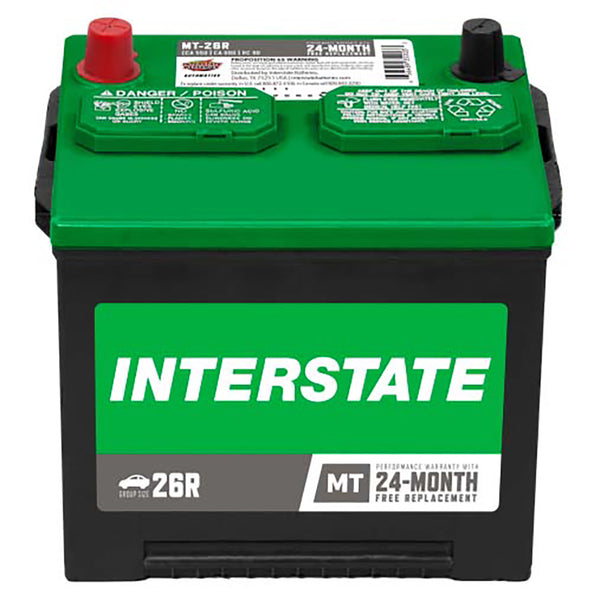 Interstate MT-26R Flooded Automotive Battery (Group 26R) CORE FEE Included!