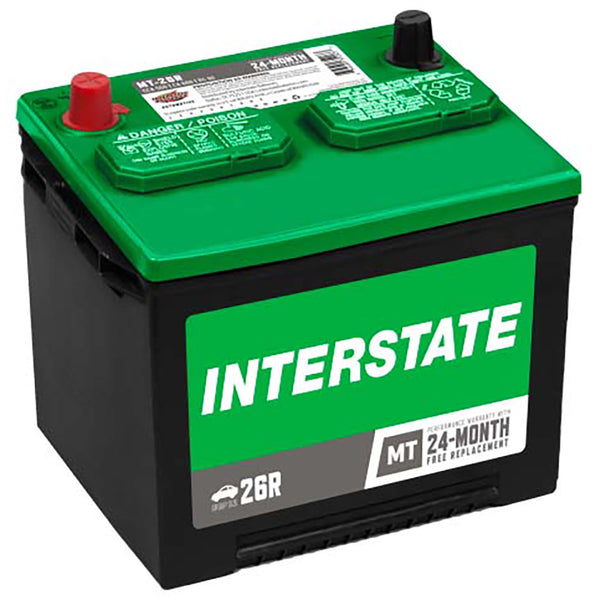 Interstate MT-26R Flooded Automotive Battery (Group 26R) CORE FEE Included!