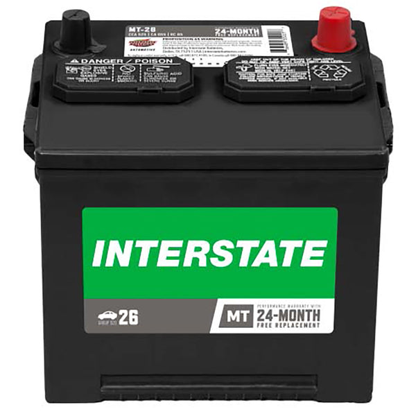 Interstate MT-26 Flooded Automotive Battery (Group 26) CORE FEE Included!