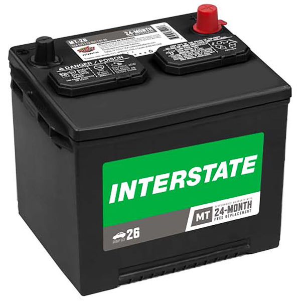 Interstate MT-26 Flooded Automotive Battery (Group 26) CORE FEE Included!