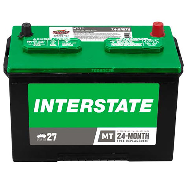 Interstate MT-27 Flooded Automotive Battery (Group 27) CORE FEE Included!