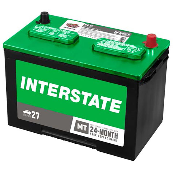 Interstate MT-27 Flooded Automotive Battery (Group 27) CORE FEE Included!