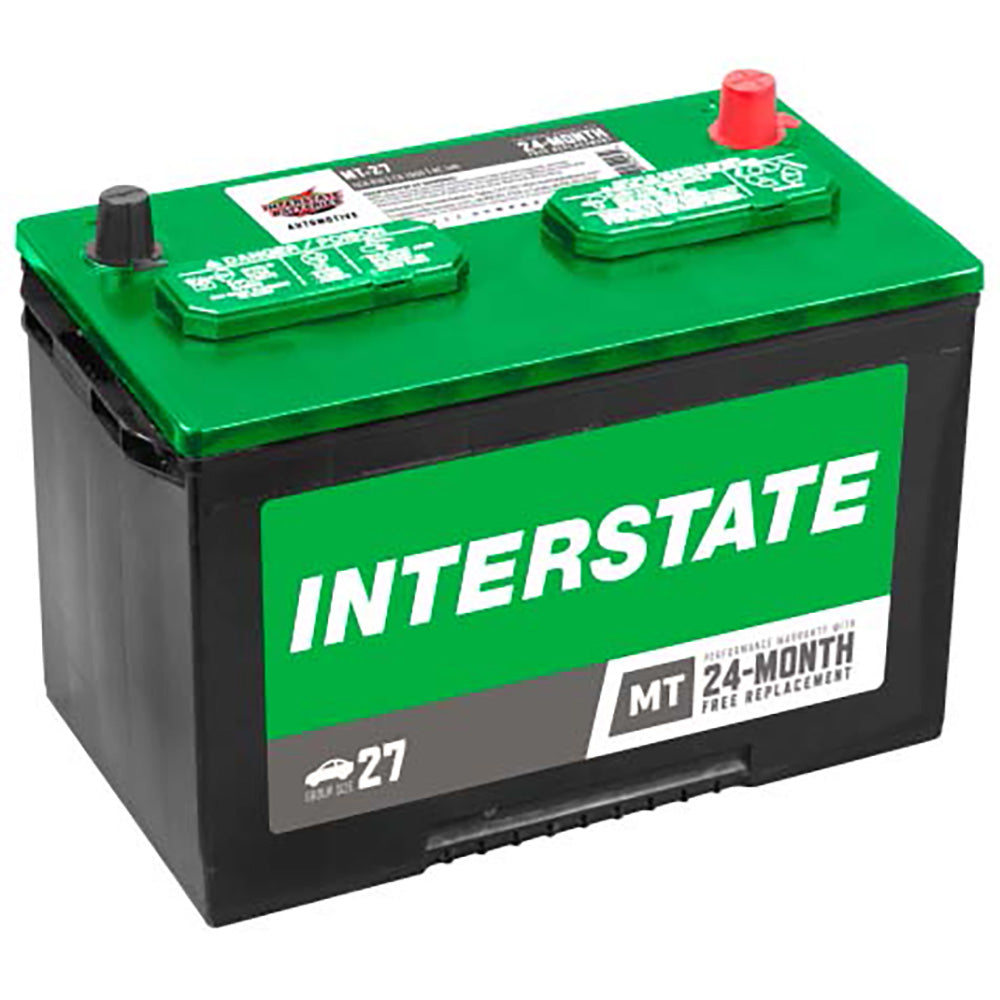 Interstate MT-27 Flooded Automotive Battery (Group 27) CORE FEE Included!