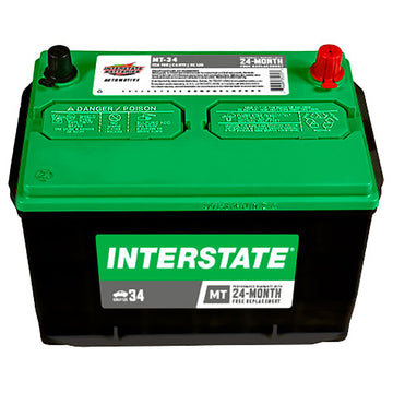 Interstate MT-34 Flooded Automotive Battery (Group 34) CORE FEE Included!