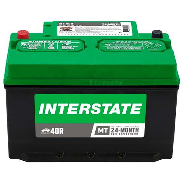 Interstate MT-40R Flooded Automotive Battery (Group 40R) CORE FEE Included!