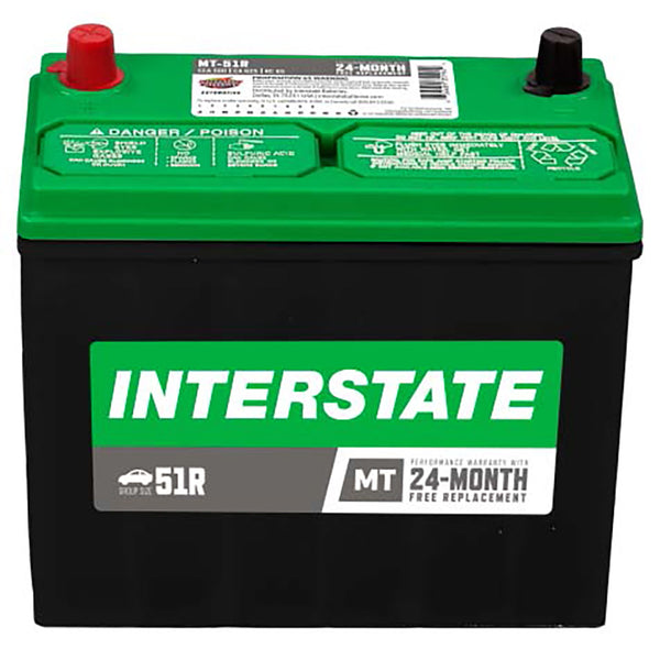 Interstate MT-51R Flooded Automotive Battery (Group 51R) CORE FEE Included!