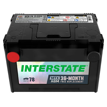 Interstate MTX-78 AGM Automotive Battery (Group 78) CORE FEE Included!
