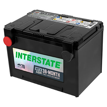 Interstate MTX-78 AGM Automotive Battery (Group 78) CORE FEE Included!