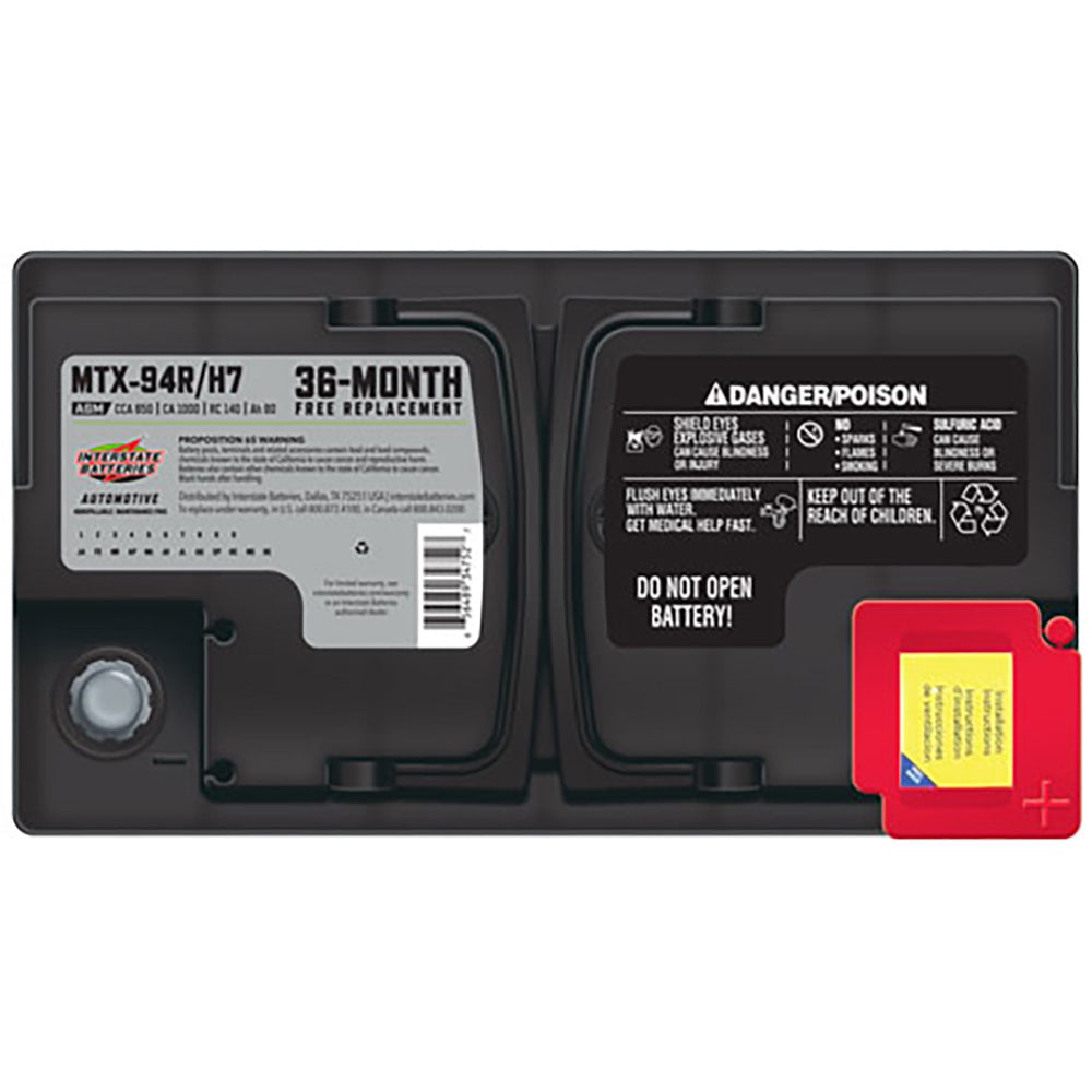 Interstate MTX-94R/H7 AGM Automotive Battery (Group H7) CORE FEE Included!