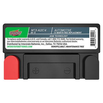 Interstate MTX-AUX14 AGM Automotive Battery (Group AUX14) CORE FEE Included!