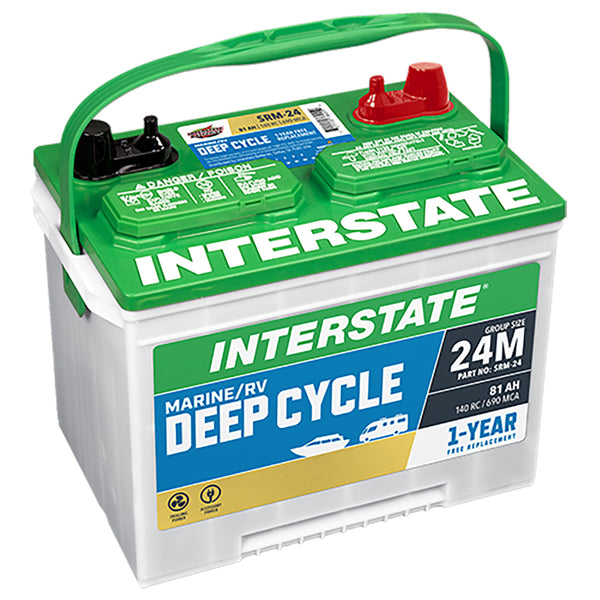 Interstate SRM-24 Deep Cycle Flooded Battery(Group 24M) CORE FEE INCLUDED!